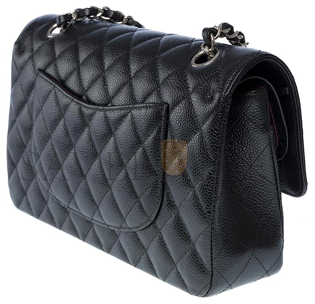Ch*el master classic flap medium black cowhide caviar silver buckle (25.5*15.5*6.5cm)